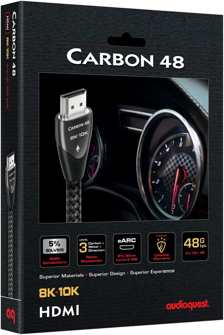 Audioquest Carbon HDMI 48G da 2 MT Risoluzione sopra gli 8K-10K - HDCP 2.2 - HDR - 48 Gbps (Copia)