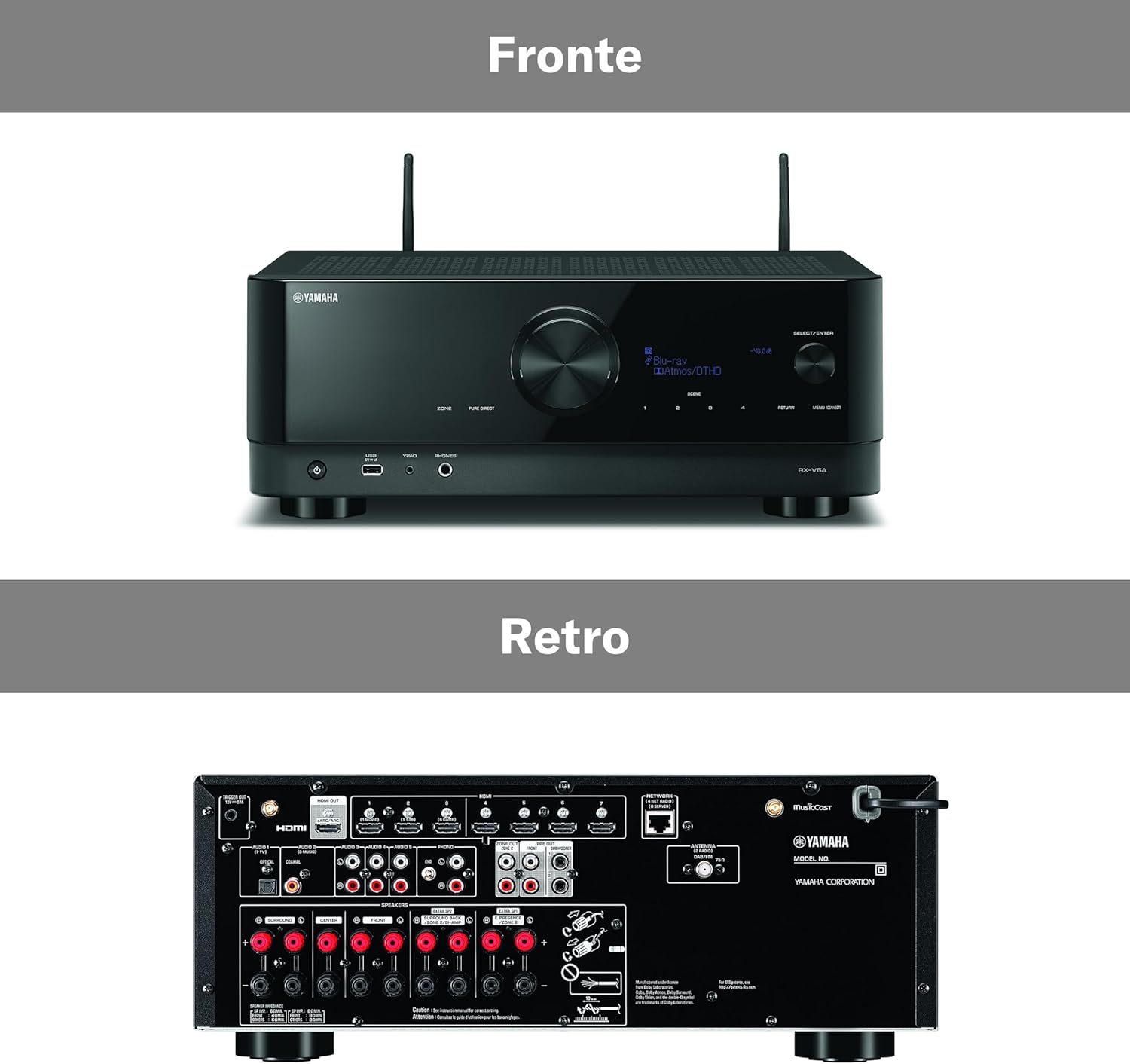 Yamaha RX-V6A Sintoamplificatore AV 7.2 canali con MusicCast Surround
