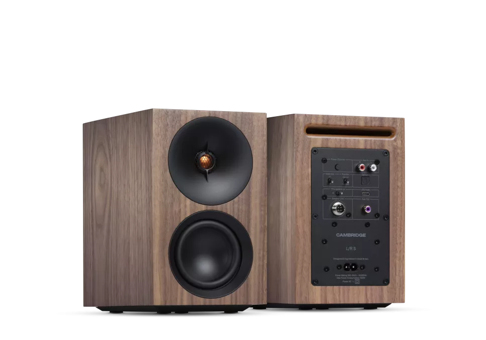 Cambridge L/R Small walnut diffusori amplificati compatti
