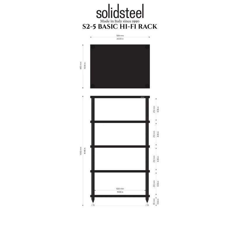 Solidsteel S2-5 tavolino a 5 ripiani in mdf e piedini in alluminio