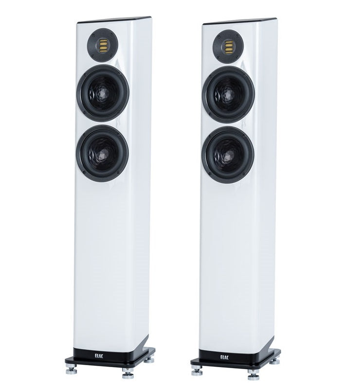 Elac Vela FS407 bianco laccato Coppia casse pavimento 2½ Vie tweeter a nastro