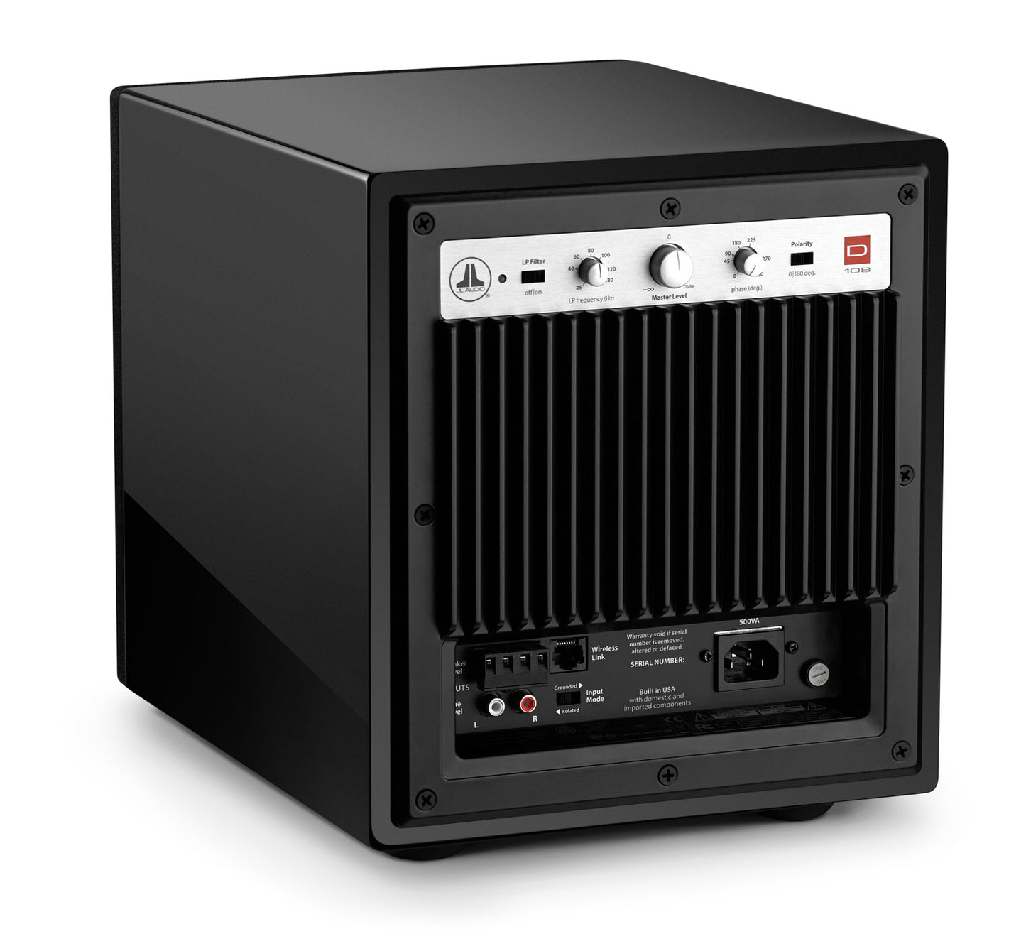 JL AUDIO D108 V2 nero laccato subwoofer attivo da 500 watt rms