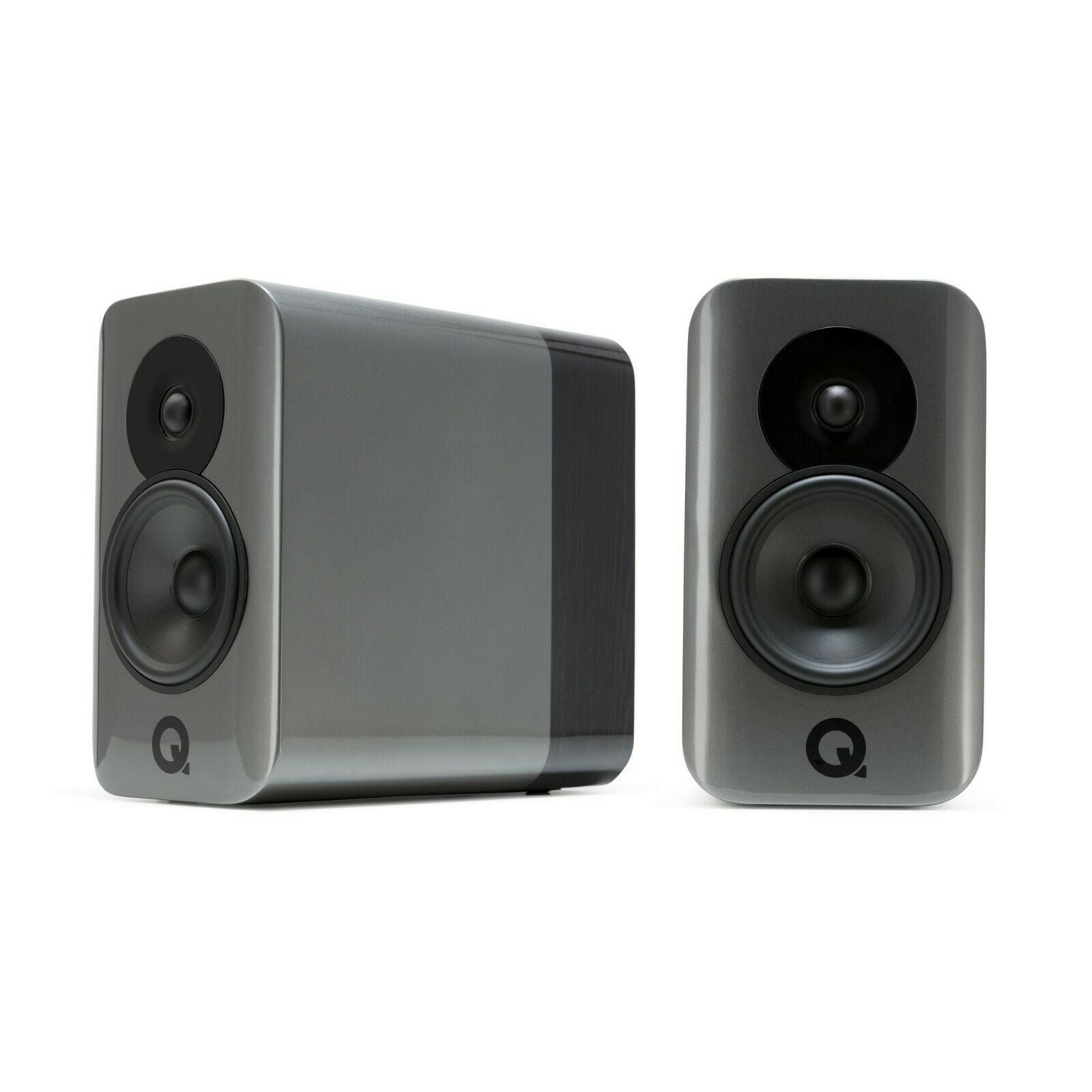 Q Acoustics concept 300 silver-ebano diffusori 2 vie + stand tensegrity