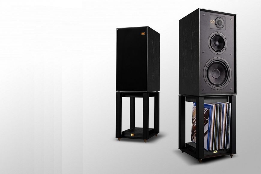 Wharfedale Linton nere con stand diffusori 3 vie serie anniversary