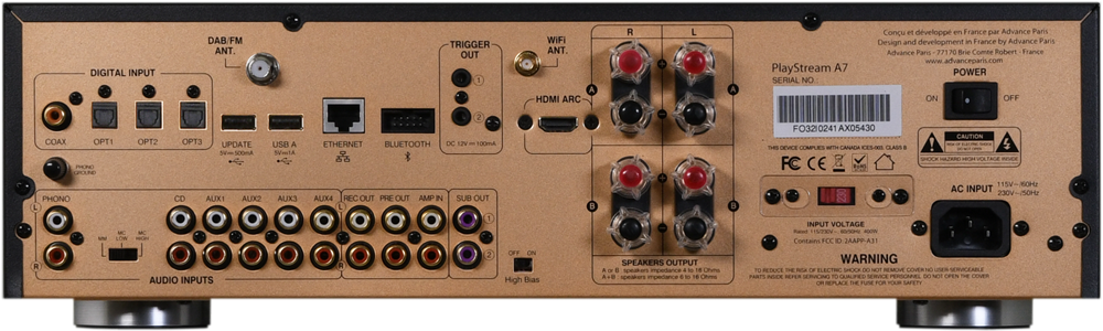 ADVANCE PARIS PLAYSTREAM A7 AMPLIFICATORE INTEGRATO GARANZIA UFFICIALE