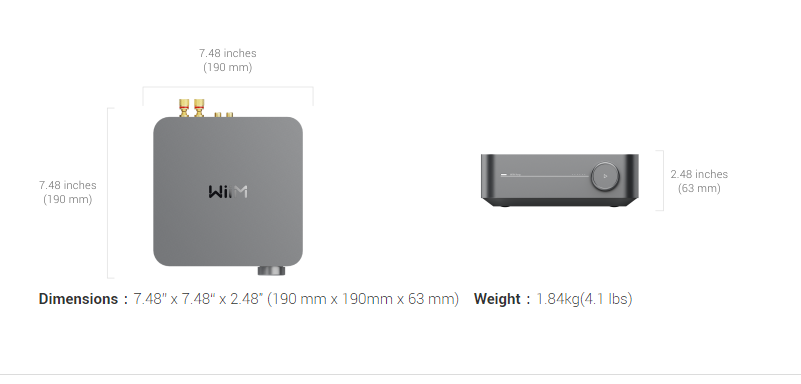 WiiM Amp silver streamer audio Airplay 2 wifi dlna e amplificatore