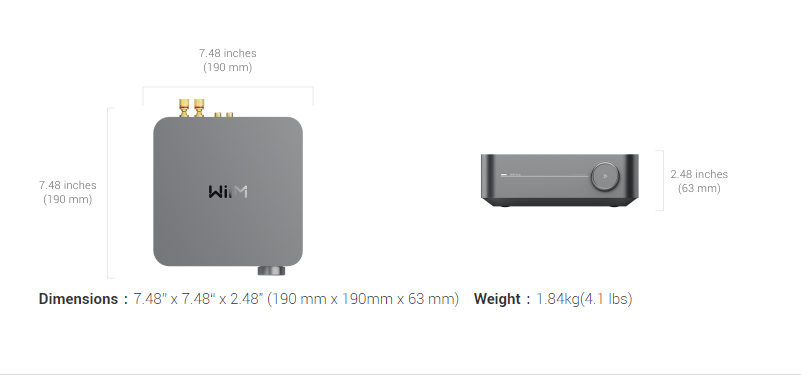 WiiM Amp dark grey streamer audio Airplay 2 wifi dlna e amplificatore
