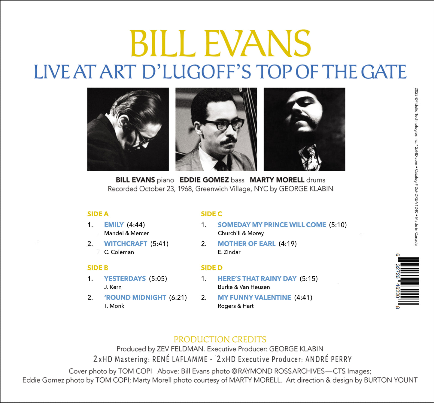 2xHD BILL EVANS AT THE TOP OF THE GATE VOL. 1 DELUXE DOUBLE-DISC 45 rpm 200g VINYL
