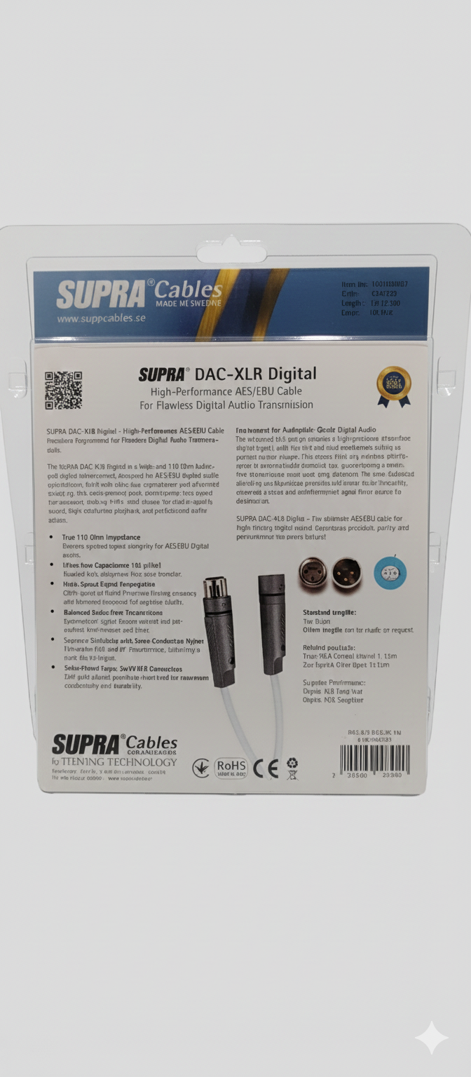 SUPRA DAC-XLR digital AES/EBU DA 1 METRO COPPIA CAVI BILANCIATI DIGITALI