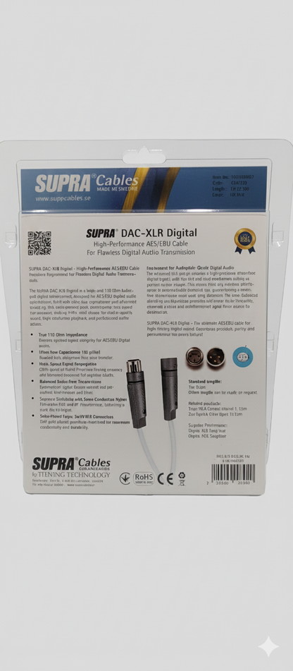 SUPRA DAC-XLR digital AES/EBU DA 1 METRO COPPIA CAVI BILANCIATI DIGITALI