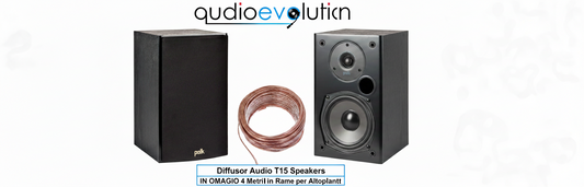 Polk Audio T15 diffusori 2 vie da scaffale bass reflex anteriore + 4mt cavo omaggio