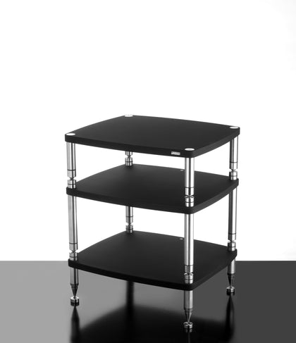 Solidsteel HF-3 nero mobile a 3 ripiani con gambe in acciaio inox