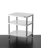 Solidsteel HF-3 bianco laccato mobile a 3 ripiani con gambe in acciaio inox