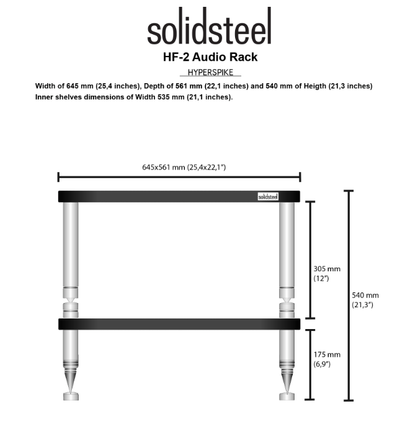 Solidsteel HF-2 bianco laccato mobile hifi a 2 ripiani 4 piedi in acciaio inox