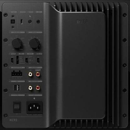 Kef KC92 nero laccato subwoofer attivo con doppio driver 1000 watt di potenza