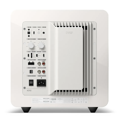 Kef KC92 bianco laccato subwoofer attivo con doppio driver 1000 watt di potenza