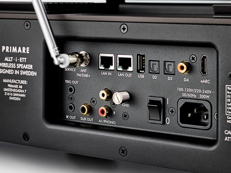 Primare Allt-i-Ett Sistema/Soundbar All-in-one di design