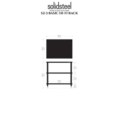 Solidsteel S2-3 tavolino a 3 ripiani in mdf e piedini in alluminio