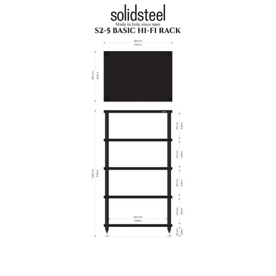Solidsteel S2-5 tavolino a 5 ripiani in mdf e piedini in alluminio