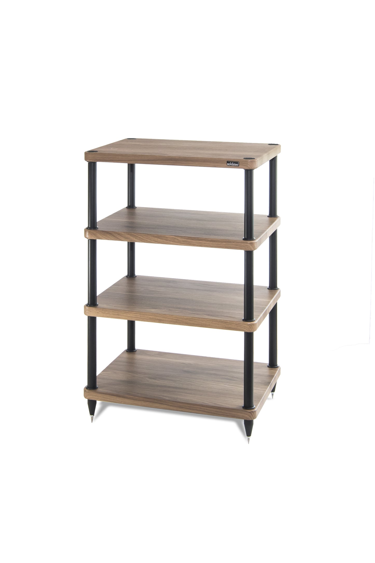 Solidsteel S3-4 noce Tavolino HiFi 4 ripiani MDF e 4 gambe in alluminio verniciato