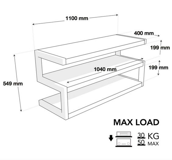 Norstone Esse AV black/walnut mobile 3 ripiani NUOVO