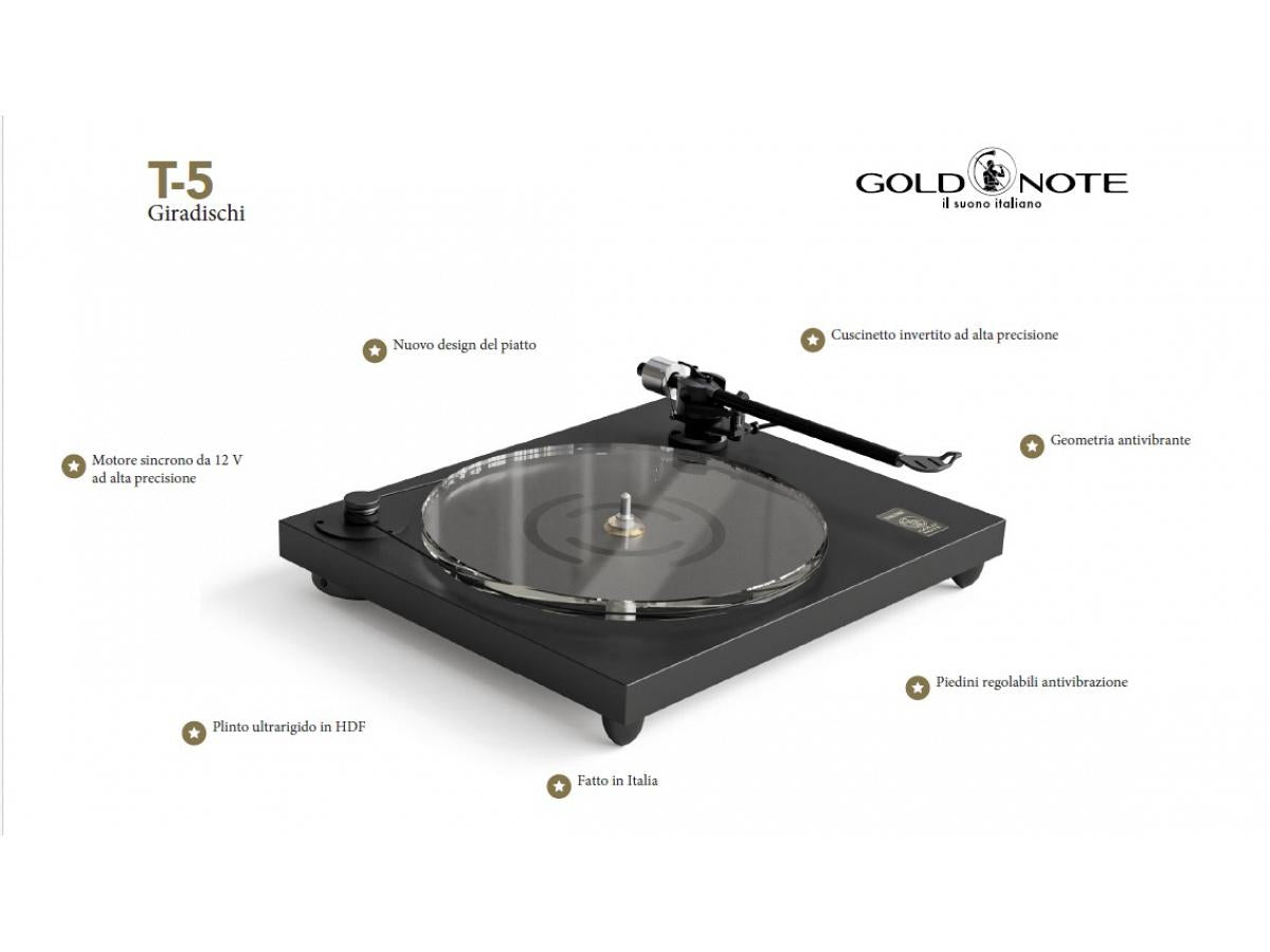 Gold Note T5 giradischi con plinto ultrarigido e piatto da 15 mm di spessore