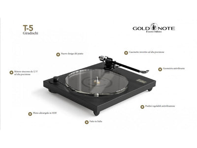 Gold Note T5 giradischi con plinto ultrarigido e piatto da 15 mm di spessore