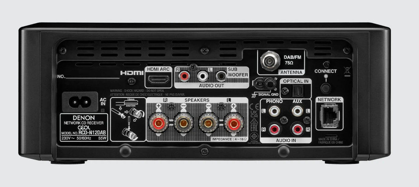 Denon CEOL N12 DAB nero Sistema all-in-one con lettore CD, radio DAB/FM, HDMI ARC e streaming HEOS®