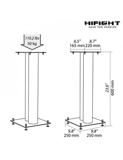 Norstone stylum 2 oak coppia stand H 60 cm punte regolabili