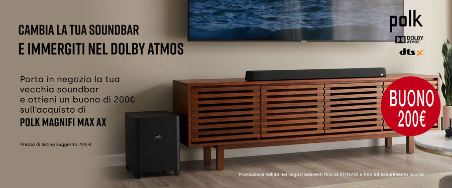 Polk Audio Magnifi Max AX soundbar 5.1.2 con Dolby Atmos e DTS:X