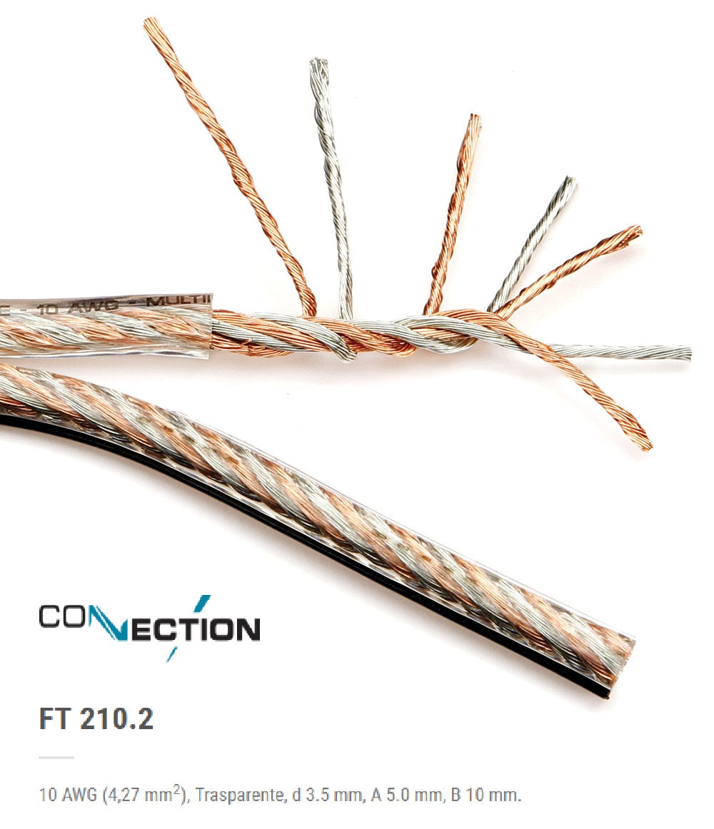 Connection FT 210.2 cavo rame HI GRADE x diffusori da 10 AWG (4,27 mm2) Trasparente
