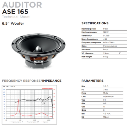 FOCAL ASE-165 KIT 2 VIE DA 165mm CON CROSSOVER NUOVI GARANZIA ITALIA