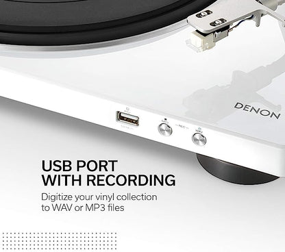 Denon DP 450 bianco giradischi usb braccio a S semi-automatico