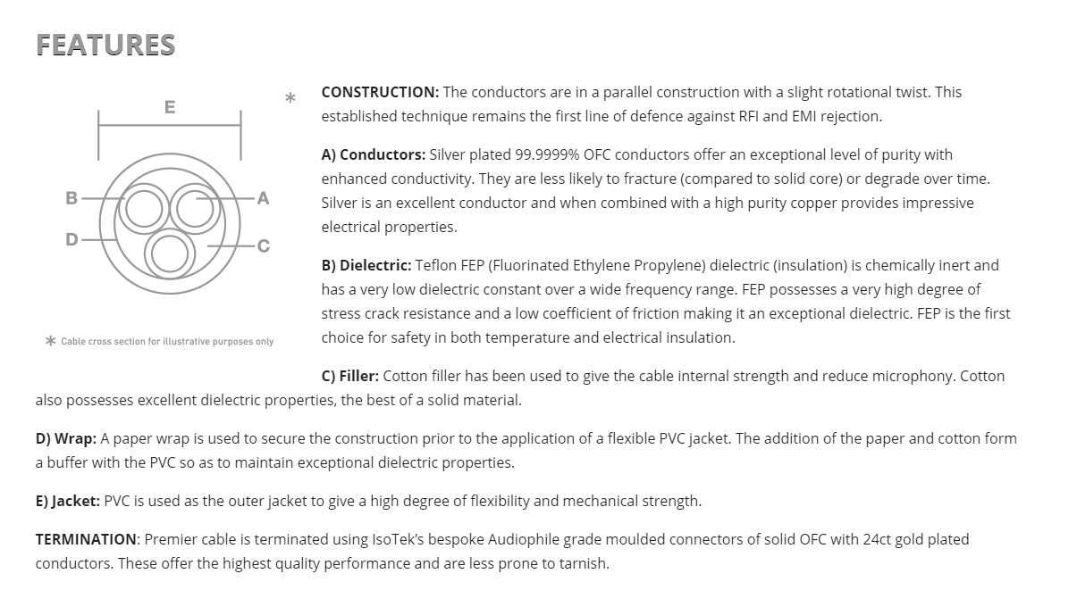 Isotek EVO3 Premier cavo di alimentazione da 1.5mt rame puro O.F.C. 6N placcato argento