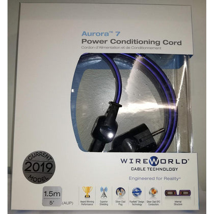 Wireworld aurora 7 cavo di alimentazione Conduttori in OFC Argentato da 1,5 MT