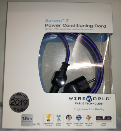 Wireworld aurora 7 cavo di alimentazione Conduttori in OFC Argentato da 1,5 MT