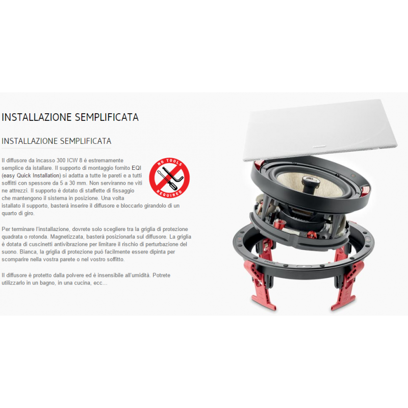 FOCAL IC W8 DIFFUSORE INCASSO 2 VIE WOOFER 20CM IN FLAX NUOVO GARANZIA UFFICIALE ITALIA