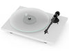 Pro-ject T1 bianco Giradischi con braccio e testina Ortofon OM 5E trazione a cinghia