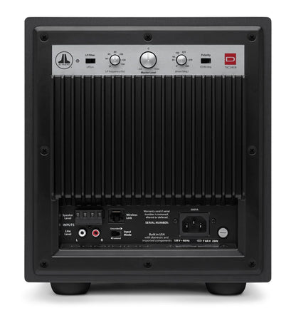 JL AUDIO D108 V2 black ash subwoofer attivo da 500 watt rms