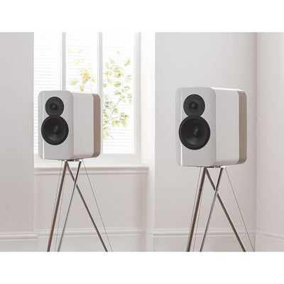 Q Acoustics concept 300 bianco-quercia diffusori 2 vie + stand tensegrity