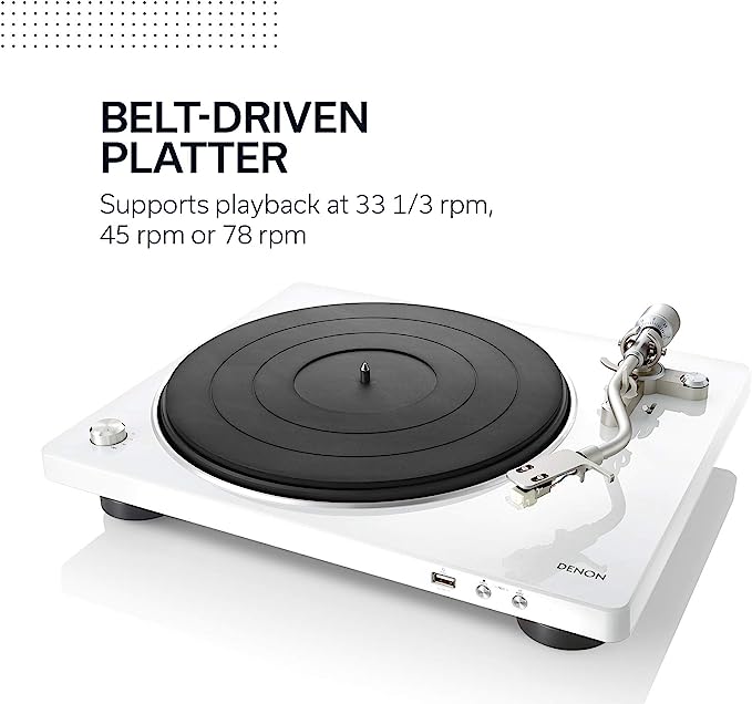 Denon DP 450 bianco giradischi usb braccio a S semi-automatico