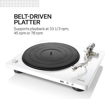 Denon DP 450 bianco giradischi usb braccio a S semi-automatico