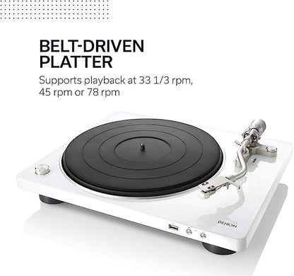 Denon DP 450 bianco giradischi usb braccio a S semi-automatico