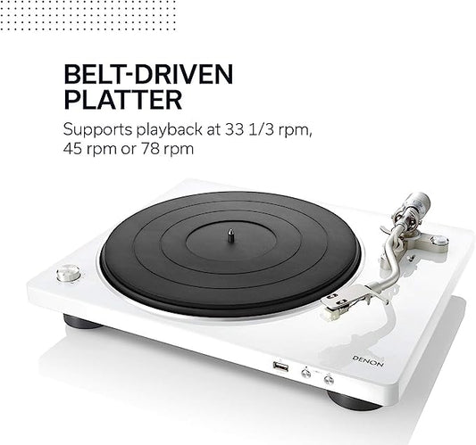 Denon DP 450 bianco giradischi usb braccio a S semi-automatico